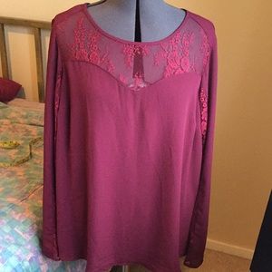 Torrid 🥀maroon with lace detail top
